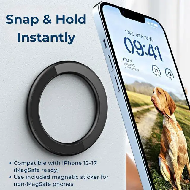 Alt view image 5 of 5 - Magnetic Phone Wall Mount Hands-Free Shower Mirror Holder & Car Sticker Stand, Compatible with iPhone 17 16 15 14 13 12 Pro Max Mini (White)