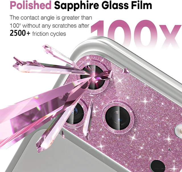 Alt view image 4 of 7 - Cute Camera Lens Protector for iPhone 17 Pro, Bling Pink Camera Cover for Women, All-in-One Drop-Proof Scratch Protector, Military Grade Shatterproof, Strong Adhesion