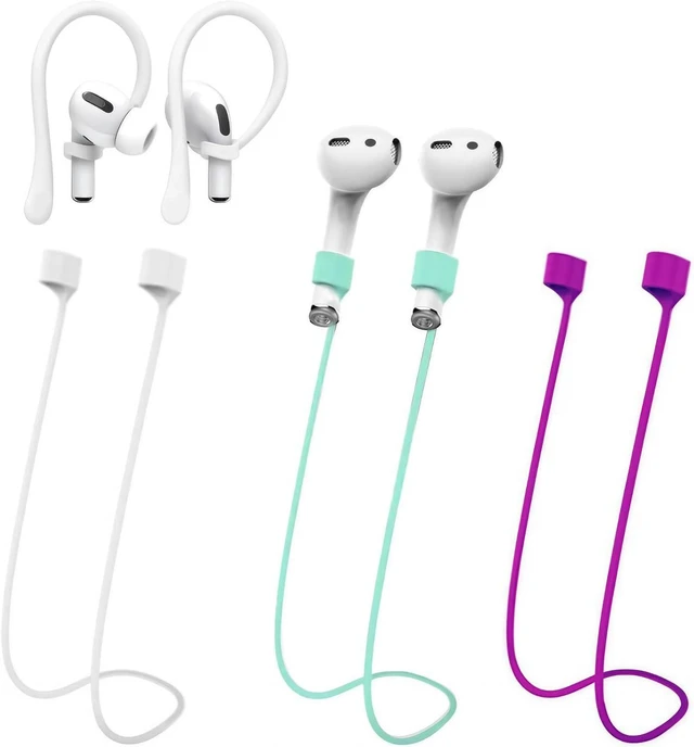 Main image of Magnetic Anti-Lost Straps for AirPods, Colorful Soft Silicone Lanyard with Ear Hooks and Neck Cord, Wireless Headphones Anti-Lost Rope, 4-Pack (Wine Red, Green, White)