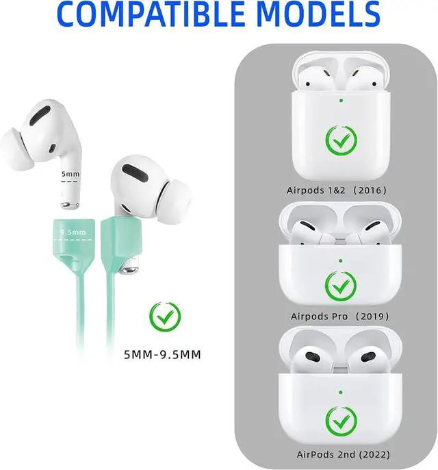 Alt view image 7 of 7 - Magnetic Anti-Lost Straps for AirPods, Colorful Soft Silicone Lanyard with Ear Hooks and Neck Cord, Wireless Headphones Anti-Lost Rope, 4-Pack (Wine Red, Green, White)