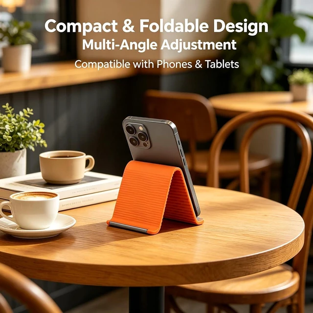 Alt view image 3 of 6 - Silicone Phone Stand with Aluminum, Flexible Foldable Phone Holder, Bendable Adjustable Anti-Slip Desktop Stand for Phone Tablet Laptop, Portable Rollable Multi-Angle Stand for Home (Black)