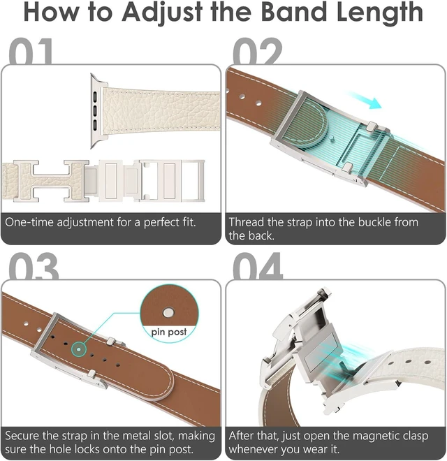 Alt view image 3 of 7 - Leather Magnetic Watch Band Compatible with Apple Watch Bands for Women