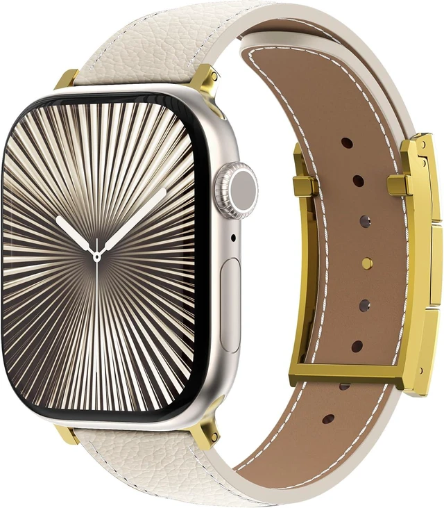 Alt view image 7 of 7 - Leather Magnetic Watch Band Compatible with Apple Watch Bands for Women