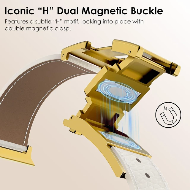 Alt view image 6 of 7 - Leather Magnetic Watch Band Compatible with Apple Watch Bands for Women