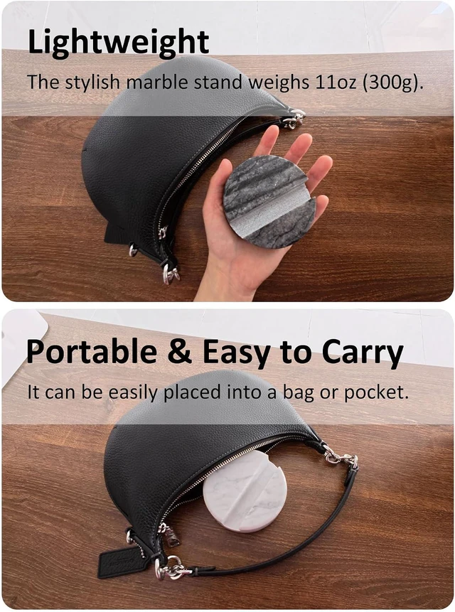 Alt view image 3 of 7 - Round White Marble Phone Stand, Desk Cell Phone Holder for Mobile Devices