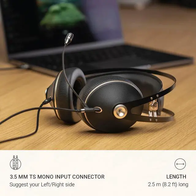 Alt view image 2 of 7 - AUDIO | Boom Mic | Omnidirectional Clear Audio Plug-and-Play Boom Microphone | for Gaming and Remote Work | 3.5mm Male to Dual TS Mono 3.5mm Male Connector Plug | Cable Length 2.50m/8.2ft