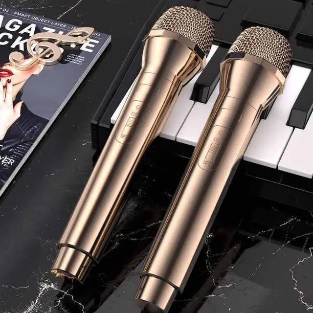 Alt view image 4 of 5 - 2PCS Fake Microphone Props, Electroplated Rose Gold Plastic Pretend Mic Prop, Realistic Fake Microphone for Karaoke Fun Costume, Fun Stage Mic Prop for Halloween Christmas Birthday Party Favor