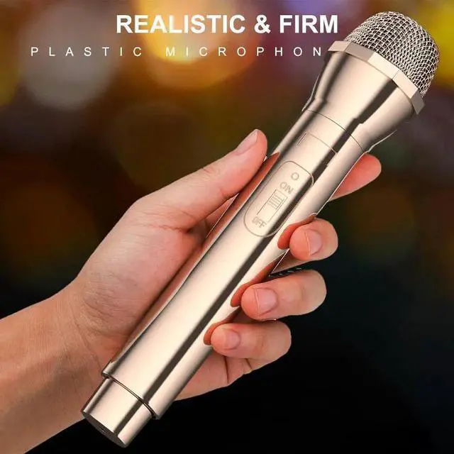 Alt view image 5 of 5 - 2PCS Fake Microphone Props, Electroplated Rose Gold Plastic Pretend Mic Prop, Realistic Fake Microphone for Karaoke Fun Costume, Fun Stage Mic Prop for Halloween Christmas Birthday Party Favor