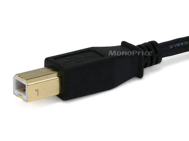 Alt view image 3 of 3 - 1.5-Feet USB 2.0 A Male to B Male 28/24AWG Cable (Gold Plated) (105436) Black