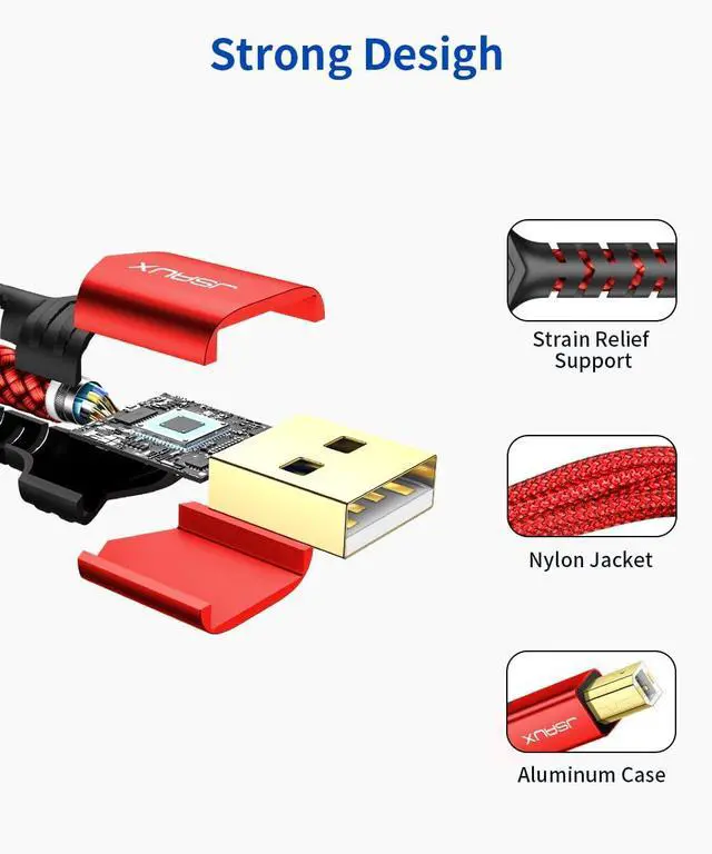 Alt view image 3 of 4 - USB Printer Cable 10ft Type A Male to B Male Scanner Cord USB B Cable High Speed for etc and Piano DAC