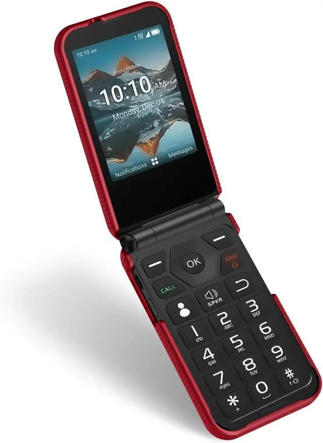Alt view image 6 of 7 - Grid Series for Consumer Cellular Iris Easy Flip Phone (2024) Case - Red | Also Fits Boost Mobile Summit Flip 4G Protective Hard Shell Cover Satisfying Texture Grip For SL006D