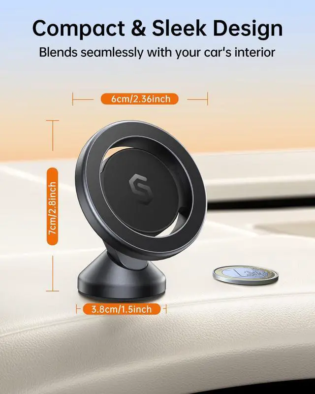 Alt view image 7 of 7 - MagSafe Car Mount Magnetic Car Phone Holder for Car Dashboard 360° Rotating Strong Magnet Phone Mount with 3M VHB Adhesive Compatible with iPhone 17/16/15/14/13/12 & MagSafe Cases