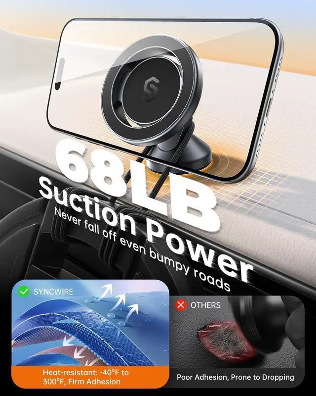 Alt view image 4 of 7 - MagSafe Car Mount Magnetic Car Phone Holder for Car Dashboard 360° Rotating Strong Magnet Phone Mount with 3M VHB Adhesive Compatible with iPhone 17/16/15/14/13/12 & MagSafe Cases