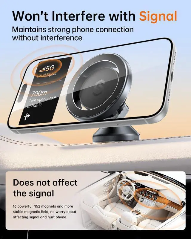Alt view image 6 of 7 - MagSafe Car Mount Magnetic Car Phone Holder for Car Dashboard 360° Rotating Strong Magnet Phone Mount with 3M VHB Adhesive Compatible with iPhone 17/16/15/14/13/12 & MagSafe Cases