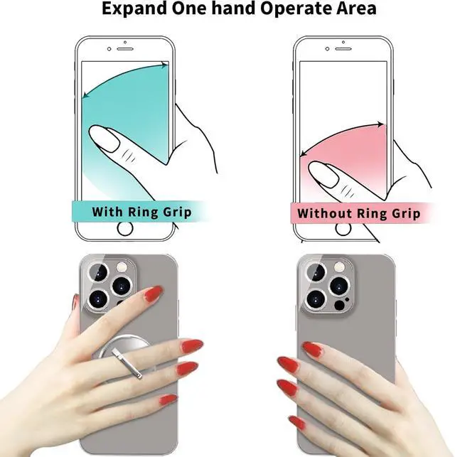 Alt view image 4 of 6 - Transparent Clear Phone Ring Grips Holder Kickstand Finger Ring Stand for Cell Phone Tablet Case Accessories(Round-Clear) (1)