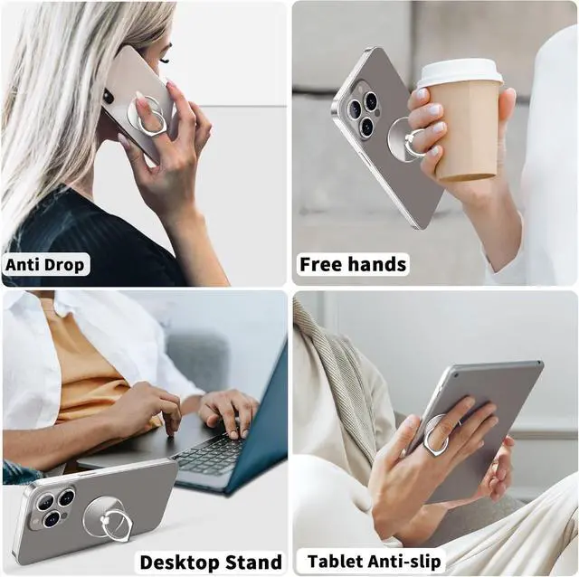 Alt view image 6 of 6 - Transparent Clear Phone Ring Grips Holder Kickstand Finger Ring Stand for Cell Phone Tablet Case Accessories(Round-Clear) (1)