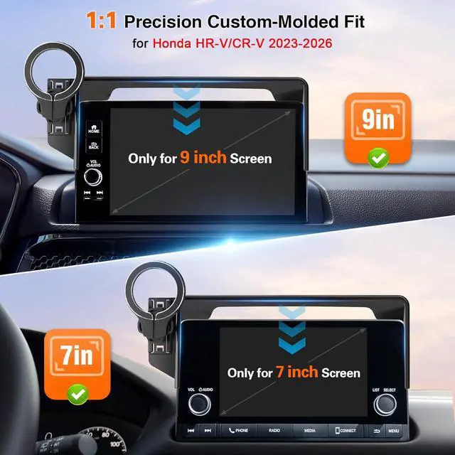 Alt view image 2 of 7 - Car Phone Holder for Honda CR-V HR-V 2023 2024 2025 2026: for MagSafe Magnetic Cell Phone Mount for HRV CRV Accessories 7/9 inch Screen - Touchscreen Cradles Strong Magnets for iPhone