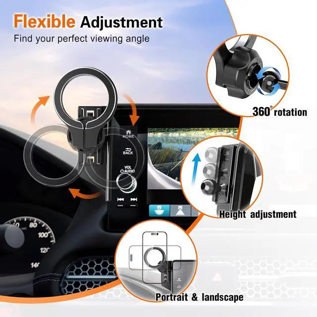 Alt view image 5 of 7 - Car Phone Holder for Honda CR-V HR-V 2023 2024 2025 2026: for MagSafe Magnetic Cell Phone Mount for HRV CRV Accessories 7/9 inch Screen - Touchscreen Cradles Strong Magnets for iPhone