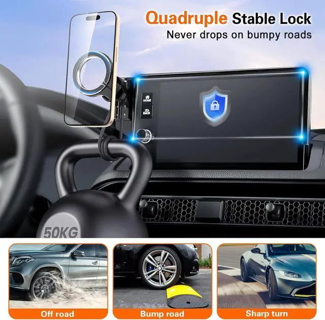 Alt view image 6 of 7 - Car Phone Holder for Honda CR-V HR-V 2023 2024 2025 2026: for MagSafe Magnetic Cell Phone Mount for HRV CRV Accessories 7/9 inch Screen - Touchscreen Cradles Strong Magnets for iPhone