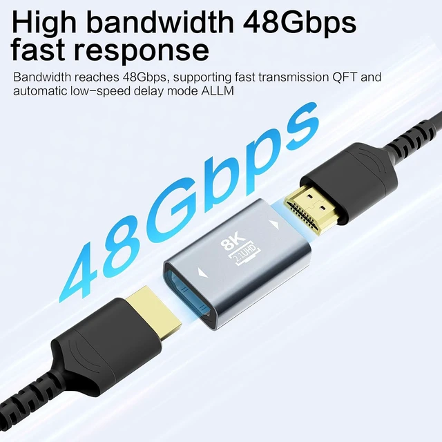 Alt view image 3 of 7 - 8K HDMI to HDMI Coupler 4 Pack 8K@60Hz Female to Female Extension Adapter HDMI 2.1 Connector Support 8K@60Hz / 4K@120Hz 120UHD 3D HDR ARC Compatible with Laptop PC Monitor HDTV