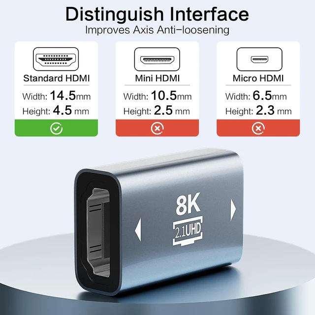 Alt view image 6 of 7 - 8K HDMI to HDMI Coupler 4 Pack 8K@60Hz Female to Female Extension Adapter HDMI 2.1 Connector Support 8K@60Hz / 4K@120Hz 120UHD 3D HDR ARC Compatible with Laptop PC Monitor HDTV