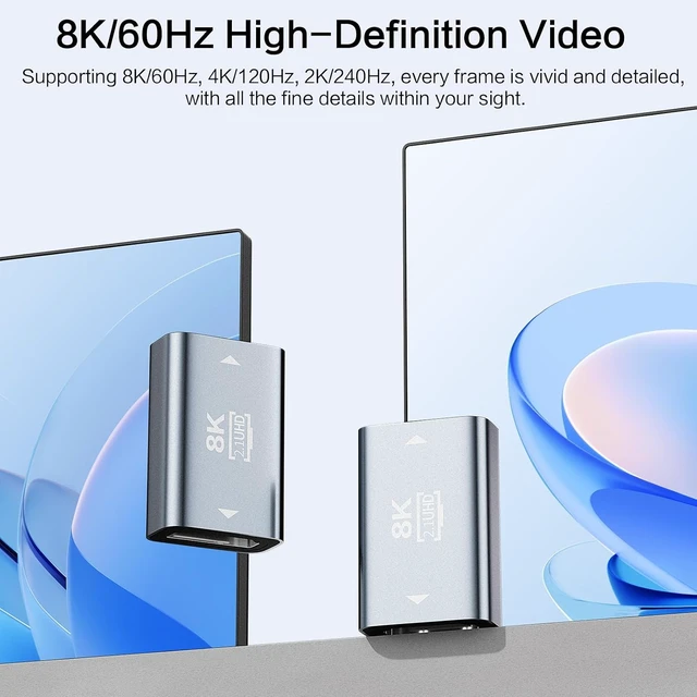 Alt view image 7 of 7 - 8K HDMI to HDMI Coupler 4 Pack 8K@60Hz Female to Female Extension Adapter HDMI 2.1 Connector Support 8K@60Hz / 4K@120Hz 120UHD 3D HDR ARC Compatible with Laptop PC Monitor HDTV