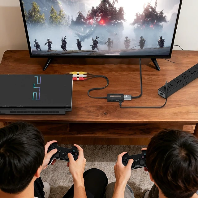 Alt view image 5 of 7 - RCA to HDMI Converter Composite AV to HDMI Converter Support 1080P with HDMI Cable for Xbox/Wii/PS1/PS2/PS3/GameCube/N64/VHS/VCR/DVR Players