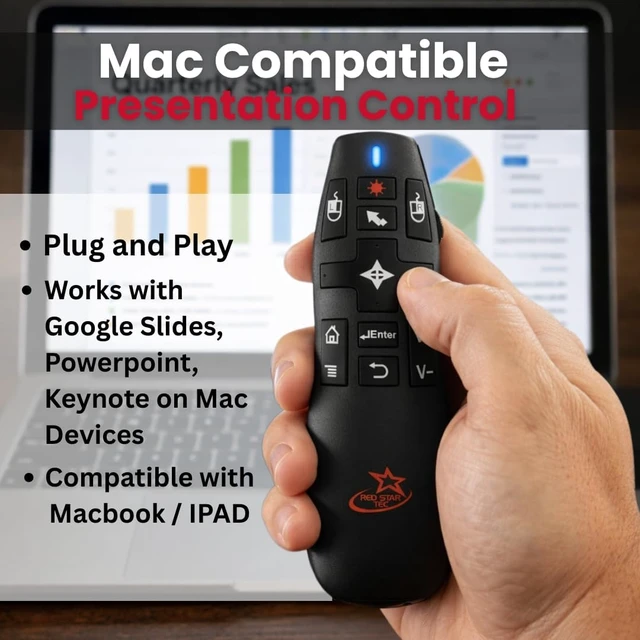 Alt view image 3 of 7 - PR-820 Air Mouse Wireless Presentation Clicker, Laser Pointer