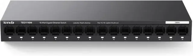 Main image of Tenda TEG1116M 16 Port Gigabit Switch, Unmanaged Ethernet Switch with Traffic Optimization, Plug & Play, Fanless & Metal Design Network Switch, Limited Lifetime Protection