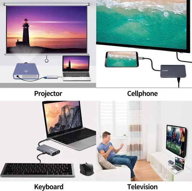 Alt view image 7 of 7 - USB C Hub Ethernet Adapter, 13 in 1 Triple Display Type C Multiport Adapter with 5 USB 3.0 Ports, 100W PD USB-C Port, 3.5mm Audio Output and SD/TF Card Reader for MacBook Pro and Other USB-C Laptops