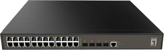 Alt view image 2 of 2 - Level One GEL-2871 28-Port L2 Plus Managed Gigabit Switch, 24 x Gigabit RJ45, 4 x Gigabit SFP