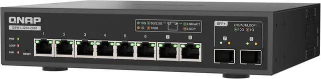 Alt view image 6 of 6 - QNAP 8-Port Multi-Gig 10GbE Lite-Managed Network Switch (QSW-L3208-2C6T-US)  6× 10/5/2.5/1G RJ-45, 2× SFP+/RJ-45 Combo