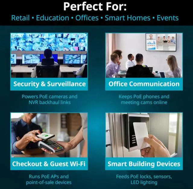 Alt view image 5 of 7 - D-Link 16-Port Gigabit PoE+ Unmanaged Switch with 2 SFP Ports (DGS-1018P)  240W Budget, 30W/Port, Plug-and-Play, Onboard Controls, QoS, Smart Fan, NDAA/TAA Standards