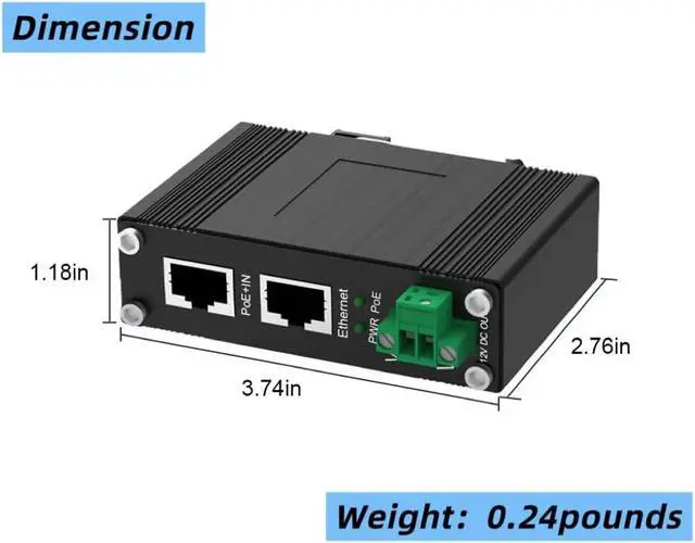 Alt view image 6 of 7 - PoE Splitter 12V 802.3bt Compliant Gigabit Port, Industrial 10/100/1000Mbps IEEE802.3bt Power Over Ethernet Splitter Adapter with 12V Output for Surveillance Camera CCTV/VoIP Phone