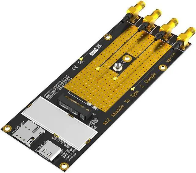 Main image of JMT M.2 B Key 3G/4G/5G Module to USB-C USB 3.0 Adapter with Nano SIM Card Slot Compatible with RM500Q RM500U GM800 SIM8200 Module (with Antennas)