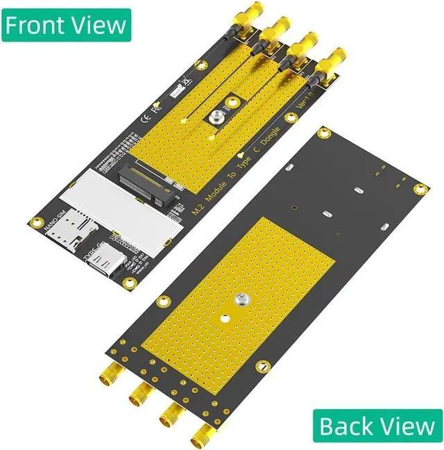 Alt view image 2 of 7 - JMT M.2 B Key 3G/4G/5G Module to USB-C USB 3.0 Adapter with Nano SIM Card Slot Compatible with RM500Q RM500U GM800 SIM8200 Module (with Antennas)