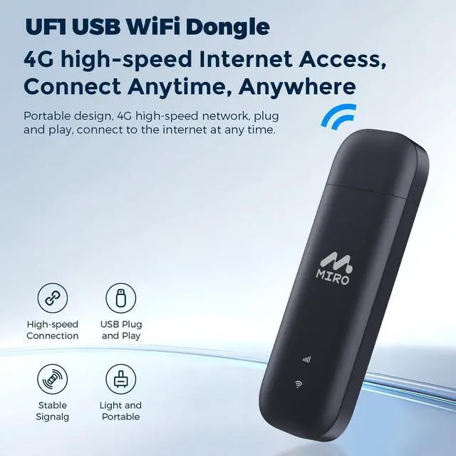 Alt view image 2 of 7 - MIRO UF1 4G LTE WiFi USB Network Adapter 150Mbps Speed, Dual SIM/SD Slots Wireless Dongle, Wi-Fi Stick USB2.0 Interface WiFi Adapter for Desktop PC Laptop