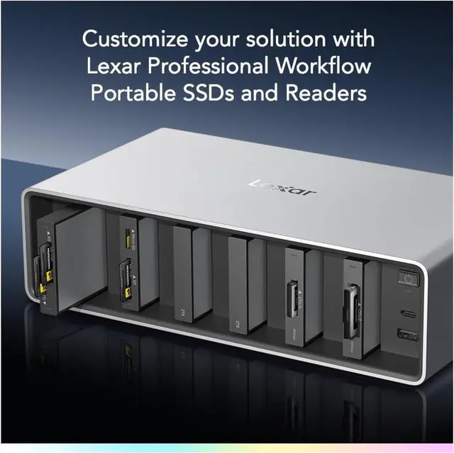 Alt view image 2 of 7 - Lexar Professional Workflow Docking Station with 6 Customizable Bays with Thunderbolt 4 Connectivity