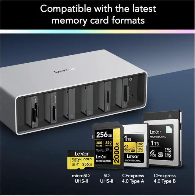 Alt view image 3 of 7 - Lexar Professional Workflow Docking Station with 6 Customizable Bays with Thunderbolt 4 Connectivity