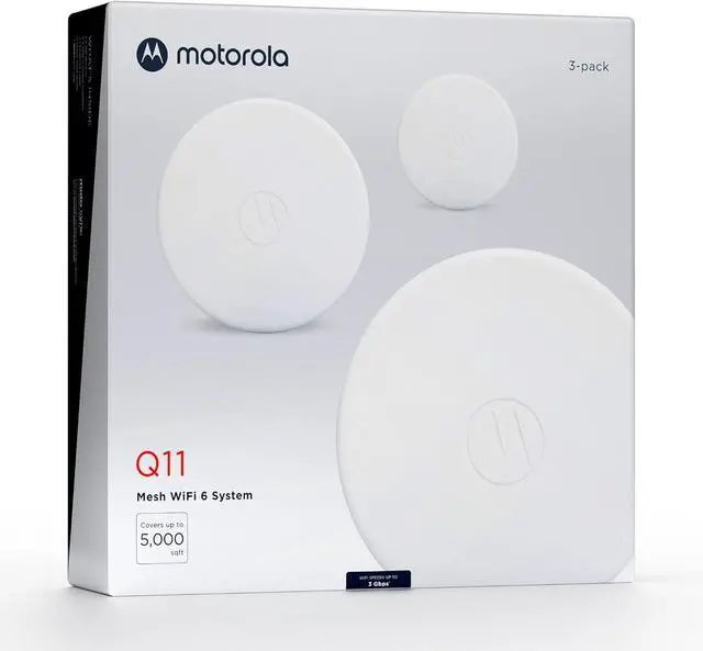 Main image of Motorola Q11 Mesh WiFi 6 Router 3 Pack | Fast, Reliable WiFi, Quick Easy Setup, Auto Security, Parental Controls, Advanced Motosync App | Replaces Router and Extender | AX3000