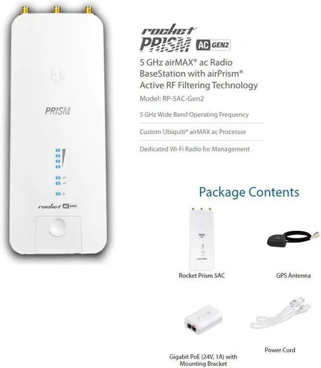 Alt view image 2 of 7 - Rocket Prism ac Gen2 RP-5AC-GEN2-US (2 Units) 5GHz Radio BaseStation Pre-Configured with airMAX Omni Antenna AMO-5G13 (2 Units) 13dBi 5GHz 360° (Ready to Install)