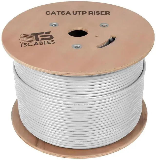 Alt view image 2 of 2 - TSCables | Cat6A Riser (CMR) Bulk Ethernet Cable 1000ft, 23AWG Solid Bare Copper, 750MHz, PoE++ (4PPoE), Unshielded Twisted Pait (UTP), High-Performance Network Cable - White