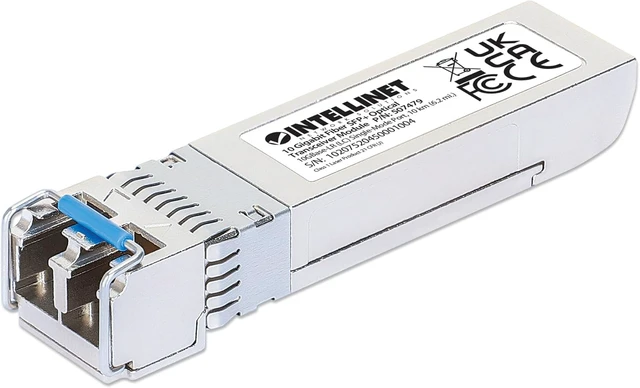 Main image of Intellinet 10GBase-LR SFP+ to LC Single-Mode Mini GBIC Module 10G Fiber Transceiver - Cisco SFP-10G-LR Compatible - Wavelength 1310 nm - Hot Plugging - Up to 6.2 mi. 507479-SGL