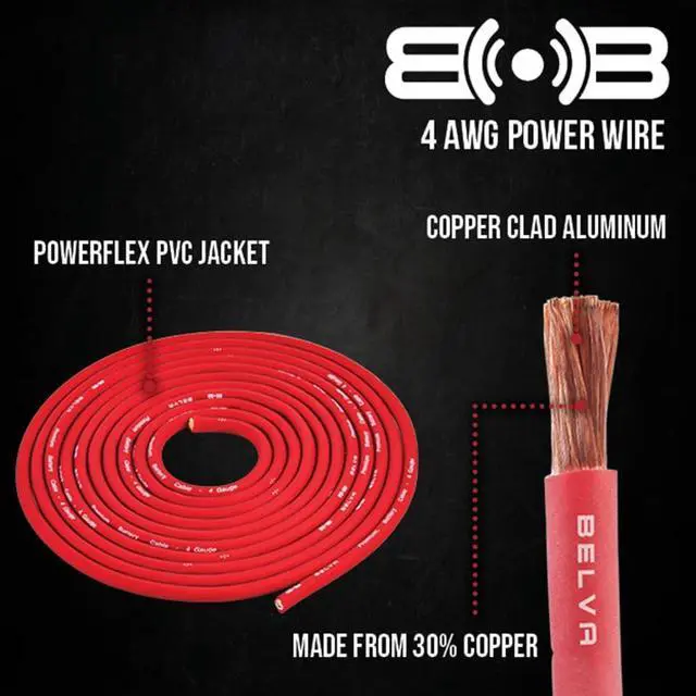 Alt view image 2 of 7 - Belva True 4 Gauge AWG Premium CCA Complete Amplifier Wiring Kit with OFC 4-Channel RCA Cable - BAK44 RED