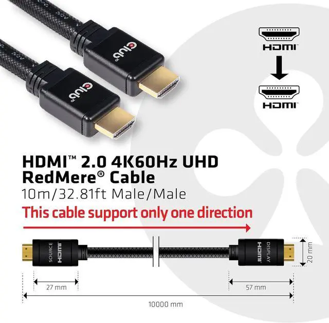 Alt view image 4 of 6 - Club3D HDMI 2.0 4K 60Hz UHD Cable 10M/32.8Ft Male (CAC-2313)
