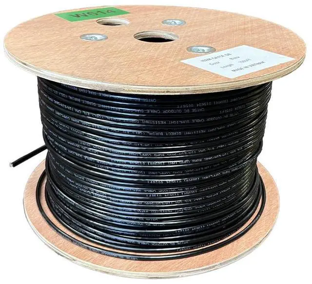 Main image of ENS 1000 ft Cat5e Outdoor CMX Ethernet Cable, Waterproof Direct Burial, Gel Filled Unshielded UTP, Black, 24AWG Solid Bare Copper, ETL Listed, UL Certified, for CCTV Security Network Camera System