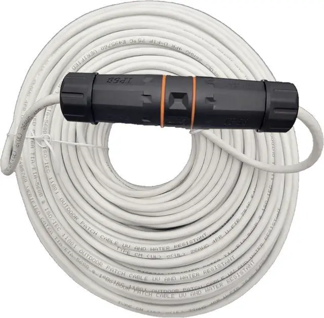 Alt view image 2 of 5 - Micro Connectors 150 Feet CAT6A Industrial Outdoor-Rated Shielded Ethernet Cable Kit with Waterproof Coupler (E09-150WOU-KT)
