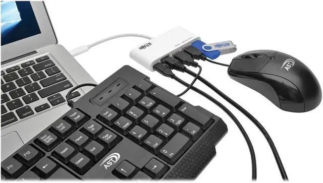 Alt view image 2 of 3 - Tripp Lite 3-Port USB-C to USB-A (3X) Portable Hub with Gigabit Ethernet Port (GbE), USB-C Charging PD Port, USB 3.1 Gen 1 Type-C (U460-003-3AG-C)