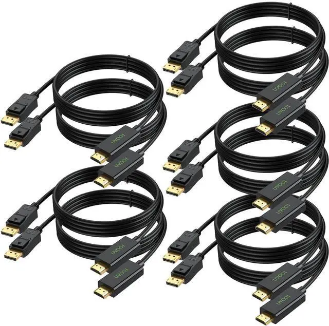 Main image of DisplayPort to HDMI Cable 6FT 10-Pack Black, DP to HDMI Display Port Cord for Computer, Monitor,HDTV, Projector and More