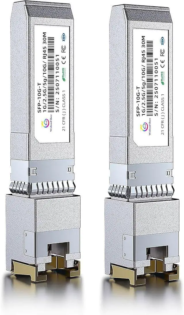Main image of 1G/2.5G/5G/10G SFP+ to RJ45 10GBase-T SFP+ Transceiver 98ft/30m,Copper Ethernet CAT.6a/7 Module for Cisco GLC-T/SFP-GE-T, Meraki MA-SFP-1GB-TX, Meraki, Intel, TP-Link and More